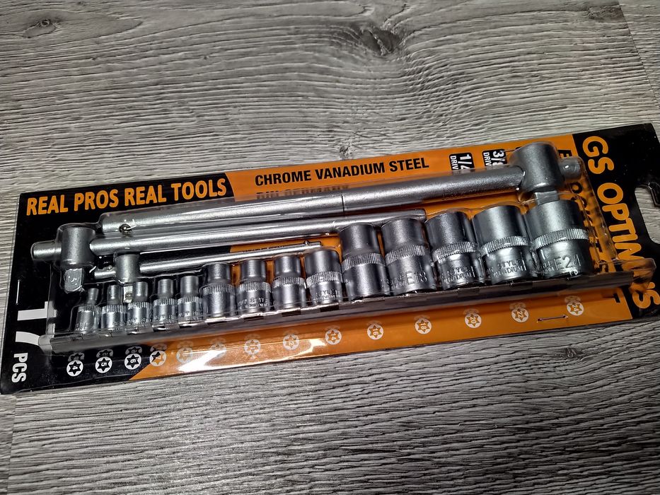 Set 17 Piese Chei Tubulare E Torx cu Sina si Antrenor Culisant NOU!