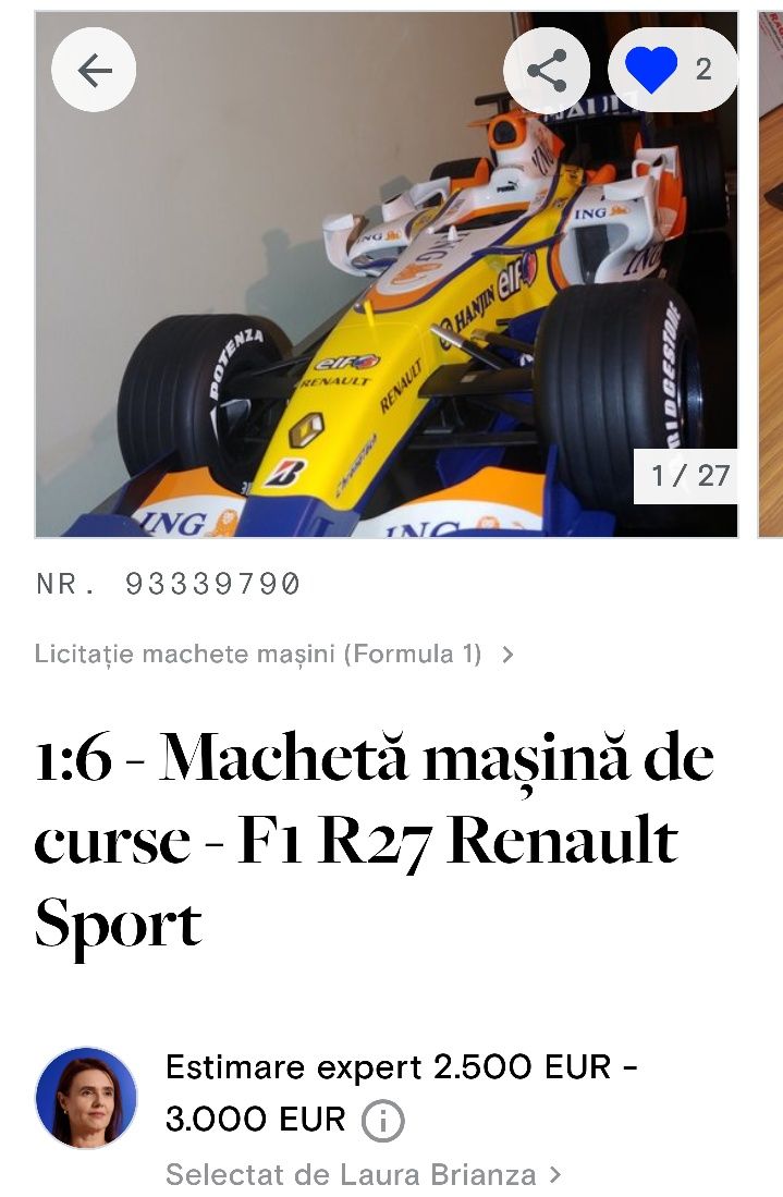 OCAZIE UNICA Macheta F1 R27 1:6 Renault Sport