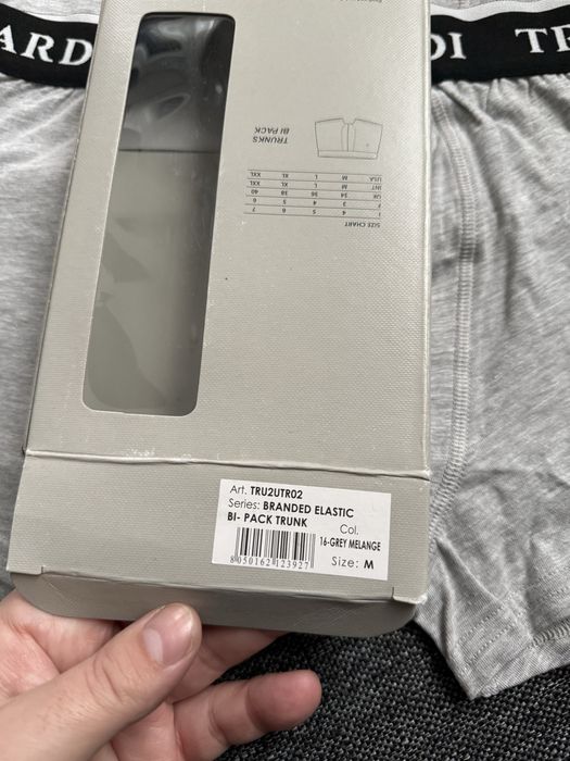 Trussardi set 2 boxeri gri cu banda neagra M noi originali
