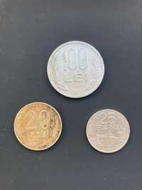 Monede vechi: 100 lei 1993, 20 lei 1992, 25 bani 1966