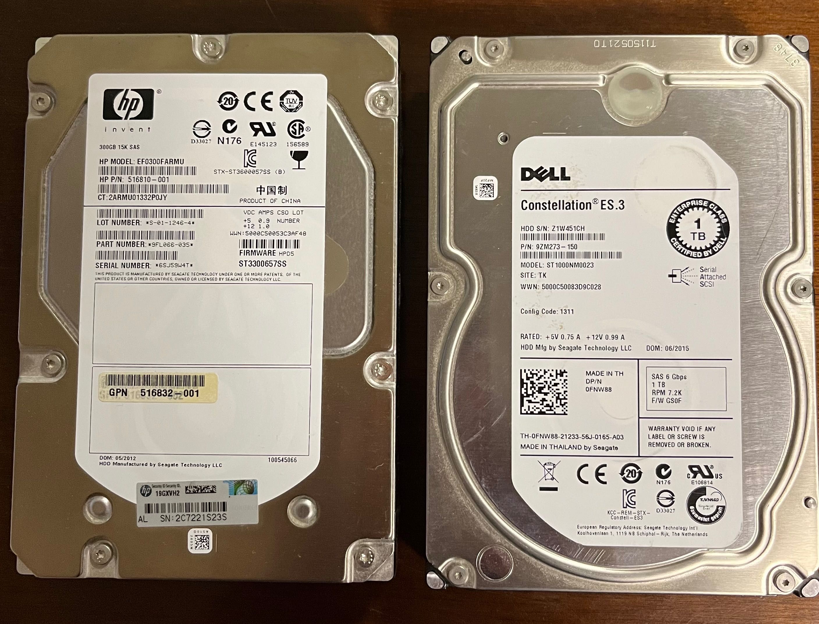 Hdd sas 1tb si 300gb