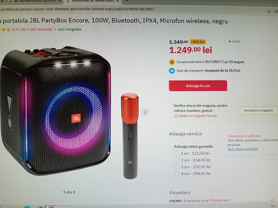 JBL  Partybox Encore  100 w rms IP4  microfon VG 0015-A 0d197077