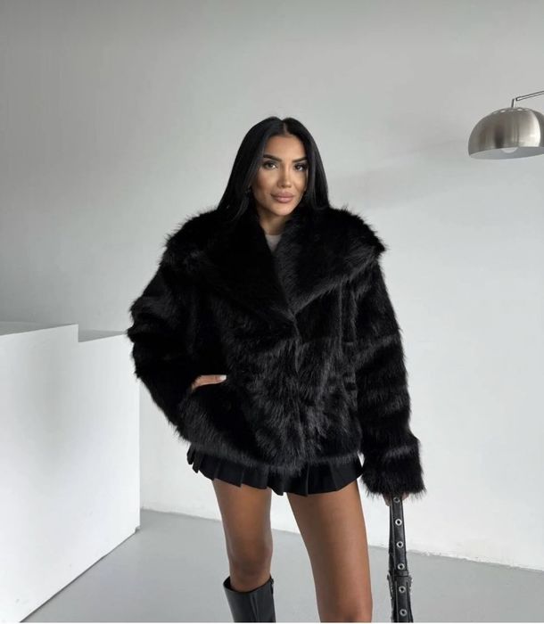 Дамско черно палто