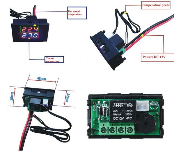 Termostat digital, termoregulator -50/+110 12V regulator temperatura