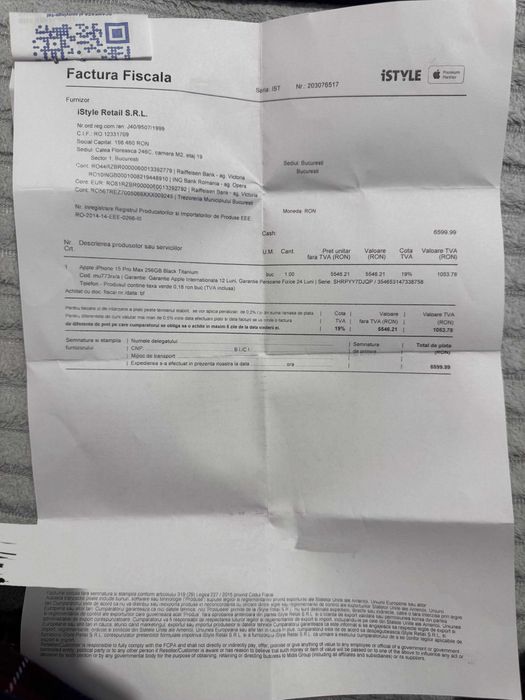 iPhone 15 Pro Max 256GB Black