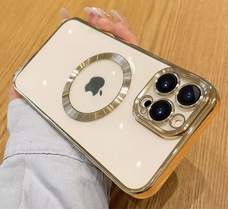 Husa Silicon Steel Frame Cerc Magsafe Iphone 14/15/16E/17 PRO MAX PLUS