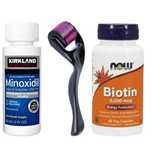 Set Creștere Barba și Păr: Minoxidil 5%, Dermaroller, Biotină, Pipeta