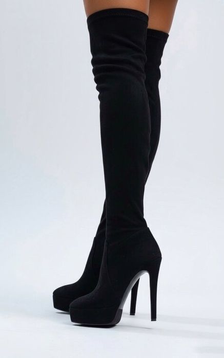 Чизми на ток - черен велур (36-40)