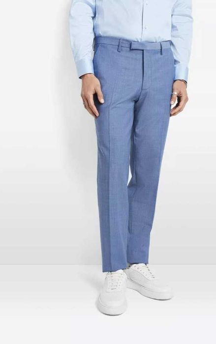 Pantaloni slim L XL premium CINQUE noi lana tesatura fina bleu ciel
