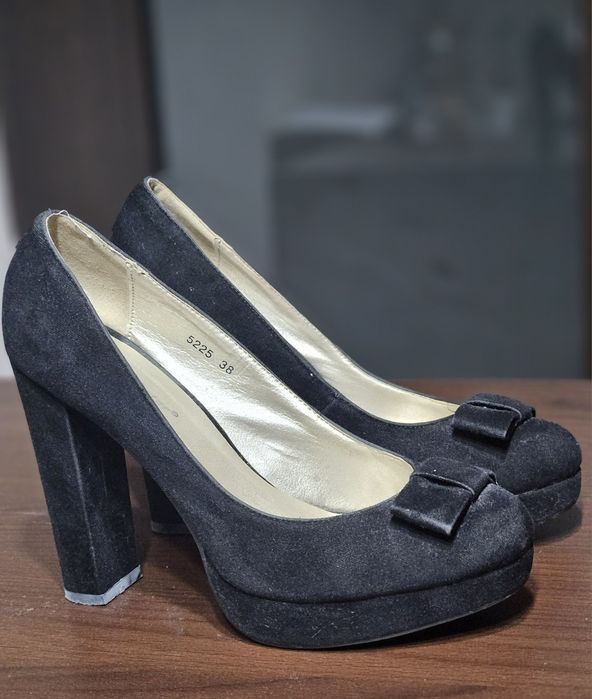 Pantofi negru cu toc gros