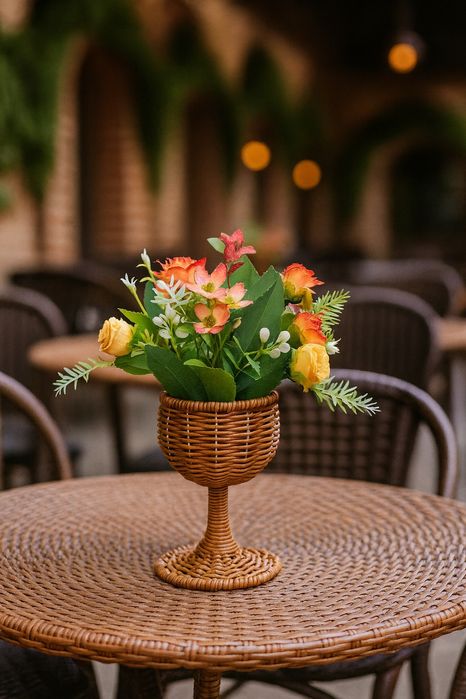 Декоративные цветы, картины, столы ротанговые, диваны,  мебель