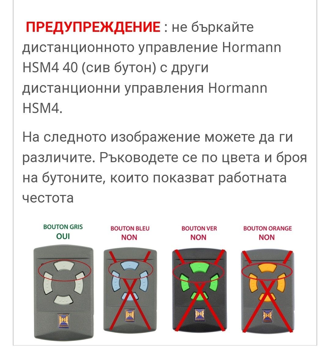 Дистанционно Управление Hörmann HSM 4 - 40 MHz