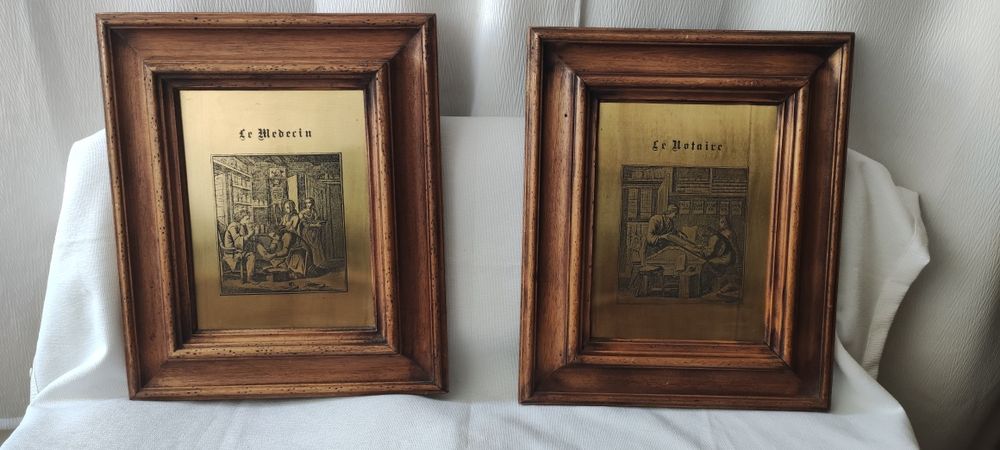 Две страхотни стари френски гравюри върху метал