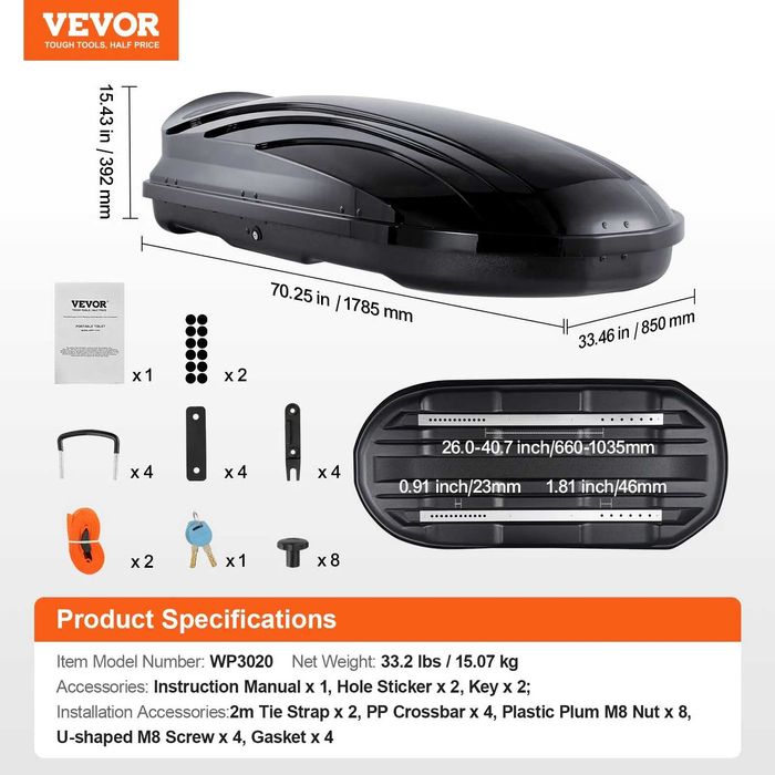 НЕМСКИ Товарен багажник на покрива 340л + ЛЕД ФЕНЕР