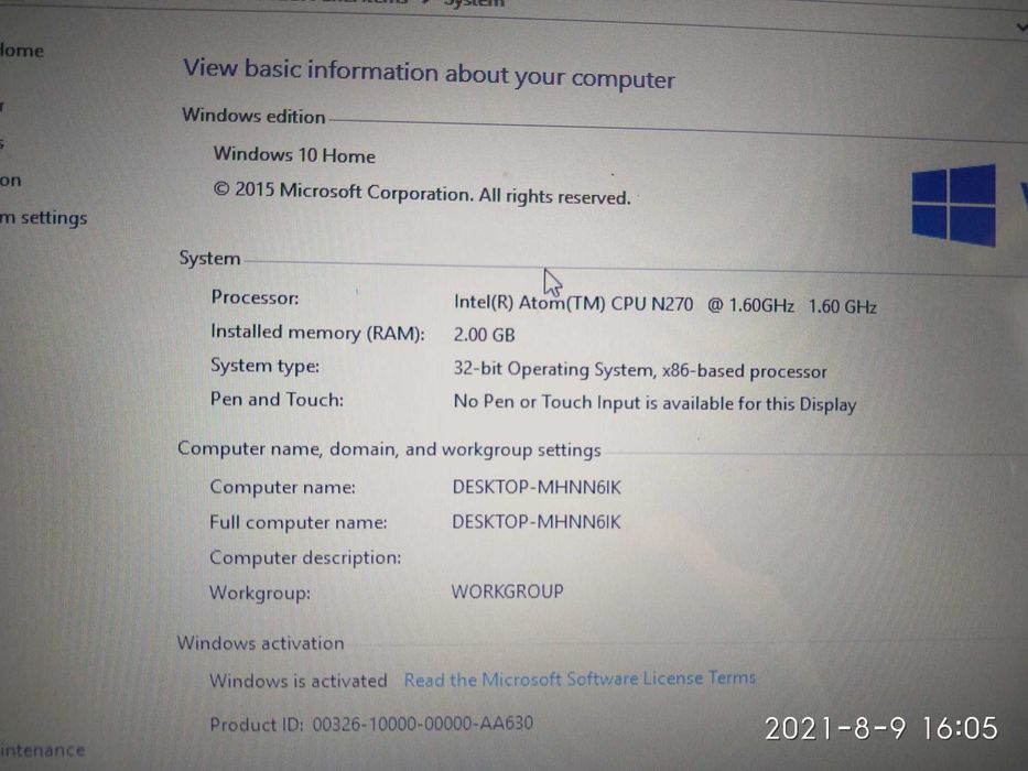 Лаптоп ACER aspire d250