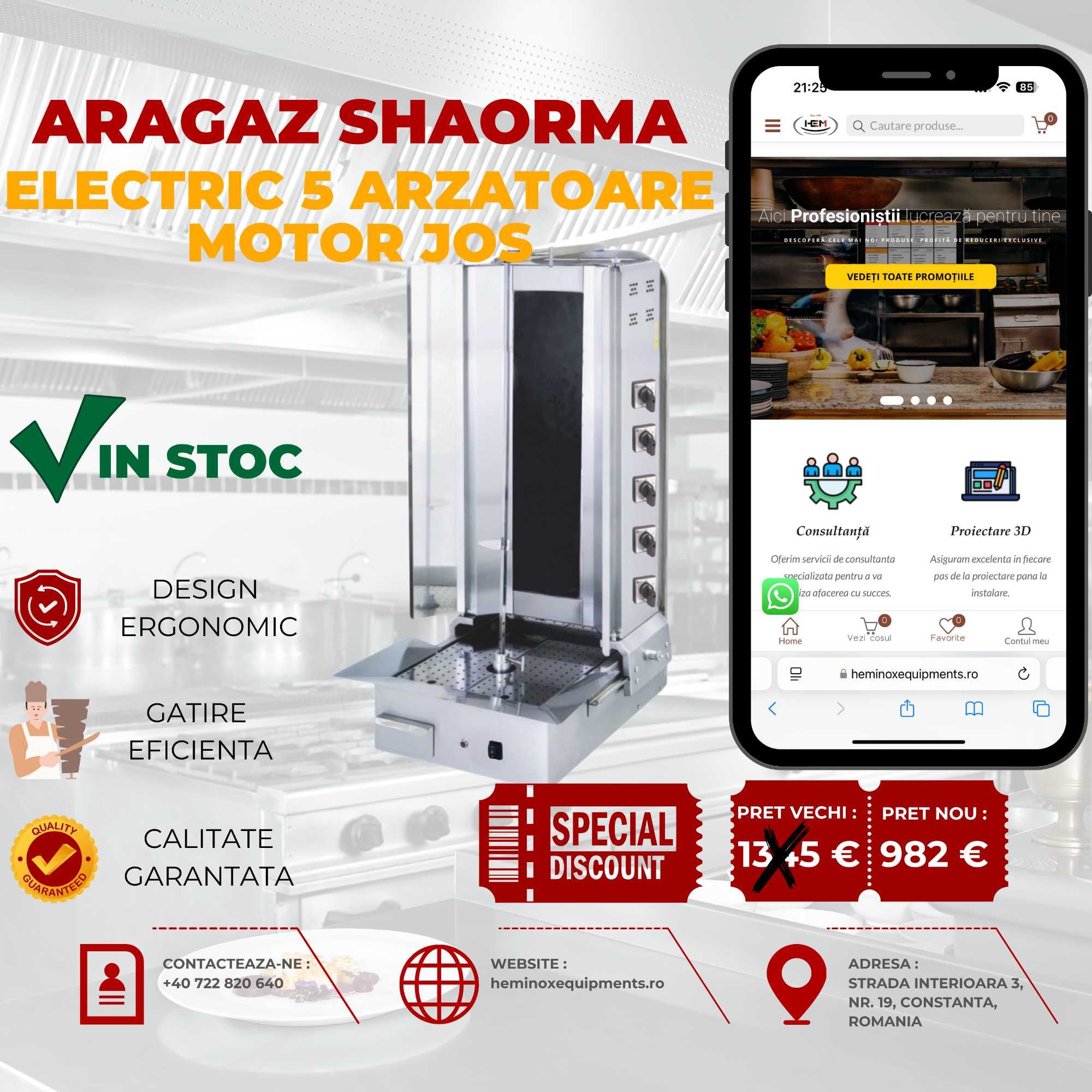 Aparat Shaorma/Kebab Electric 3,4 Sau 5 Rezistente In Stoc