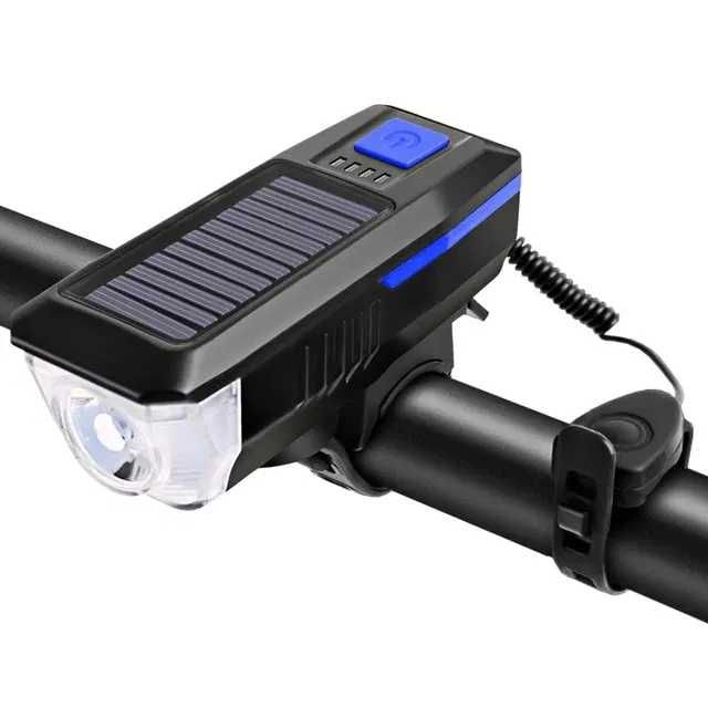 Sonerie far 2 în 1 solară usb bicicletă trotinetă 3 mod și 5 sunete