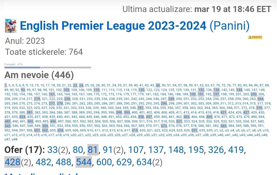 STICKERE Premier League 2023-2024