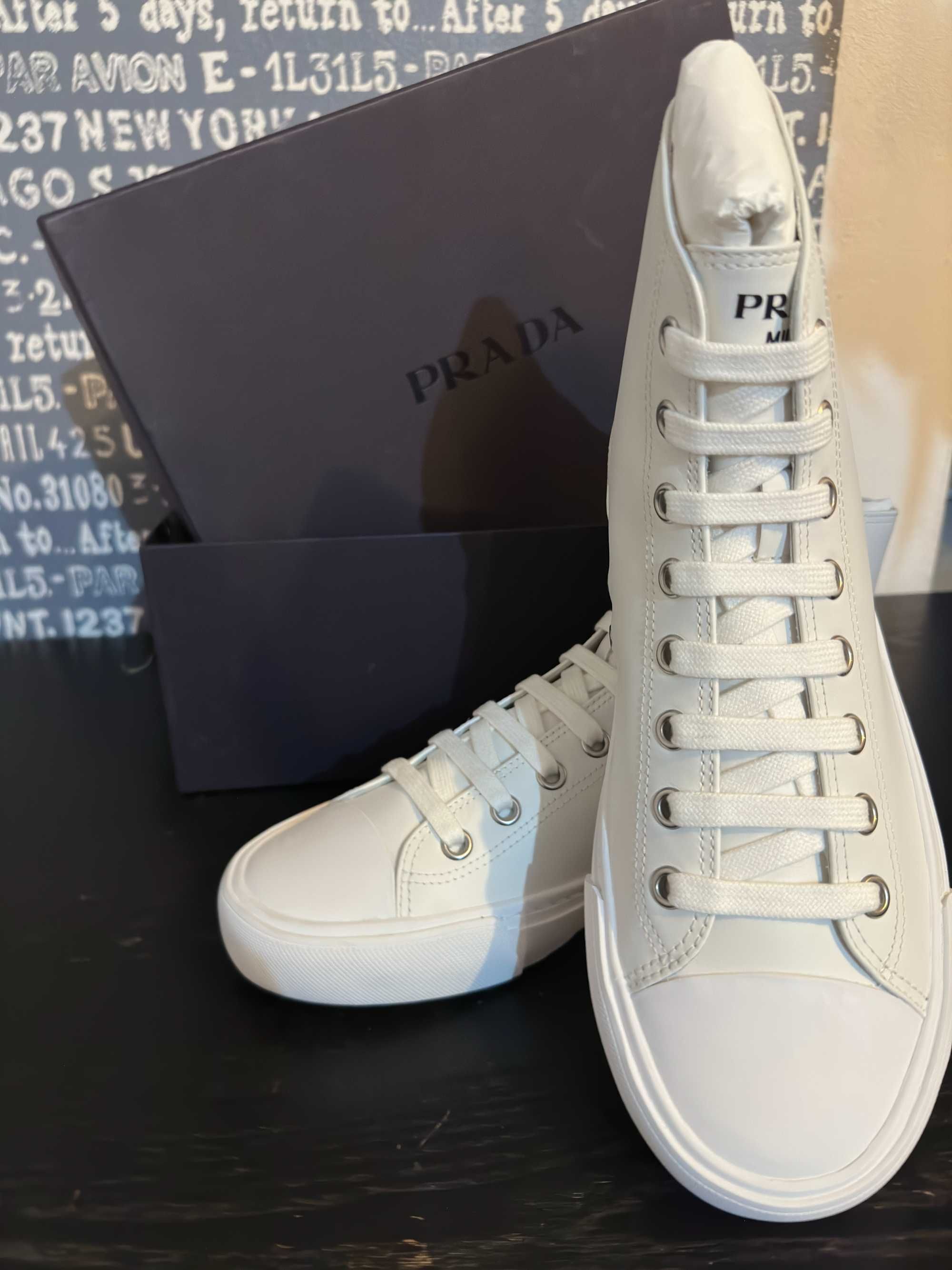 Prada Men's White High-Top Sneaker