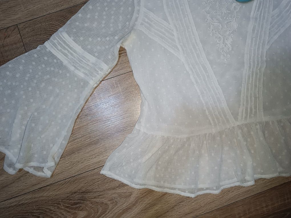 Cămașă bluza  Zara eleganta de mătase cu mâneci bufante material fain