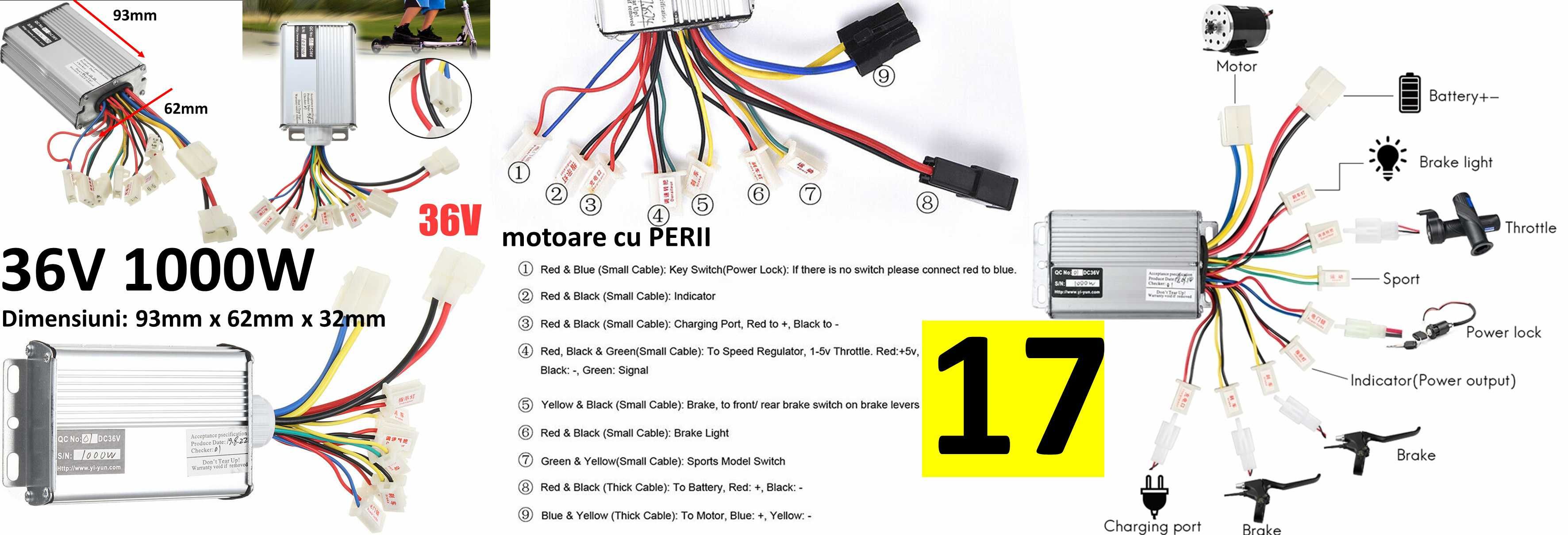 Controler bicicleta electrica scuter 500W 600W 48V 60V 64V 1500W. Nou!