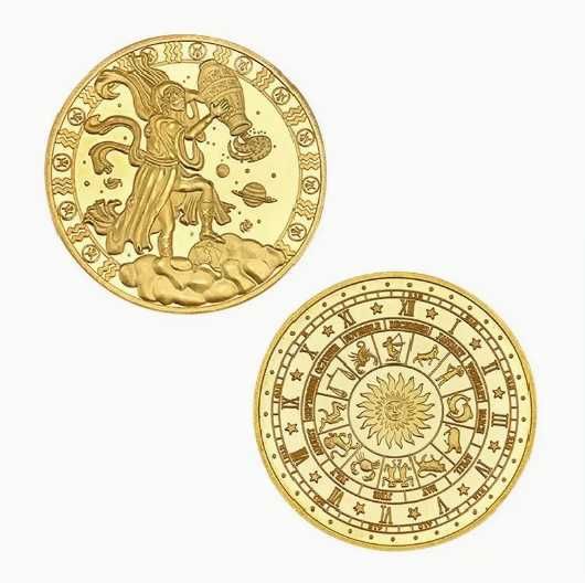 Monede cu zodii - placata cu aur 14k !