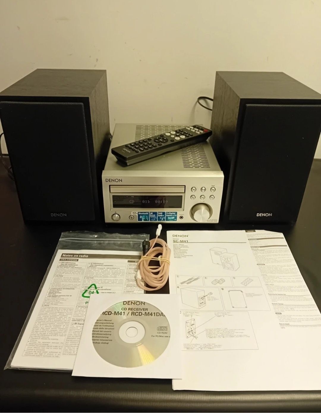 Denon RCD-M41DAB Silver DAB+ BT, CD Hi-Fi Receiver & SC-M41 Speakers.