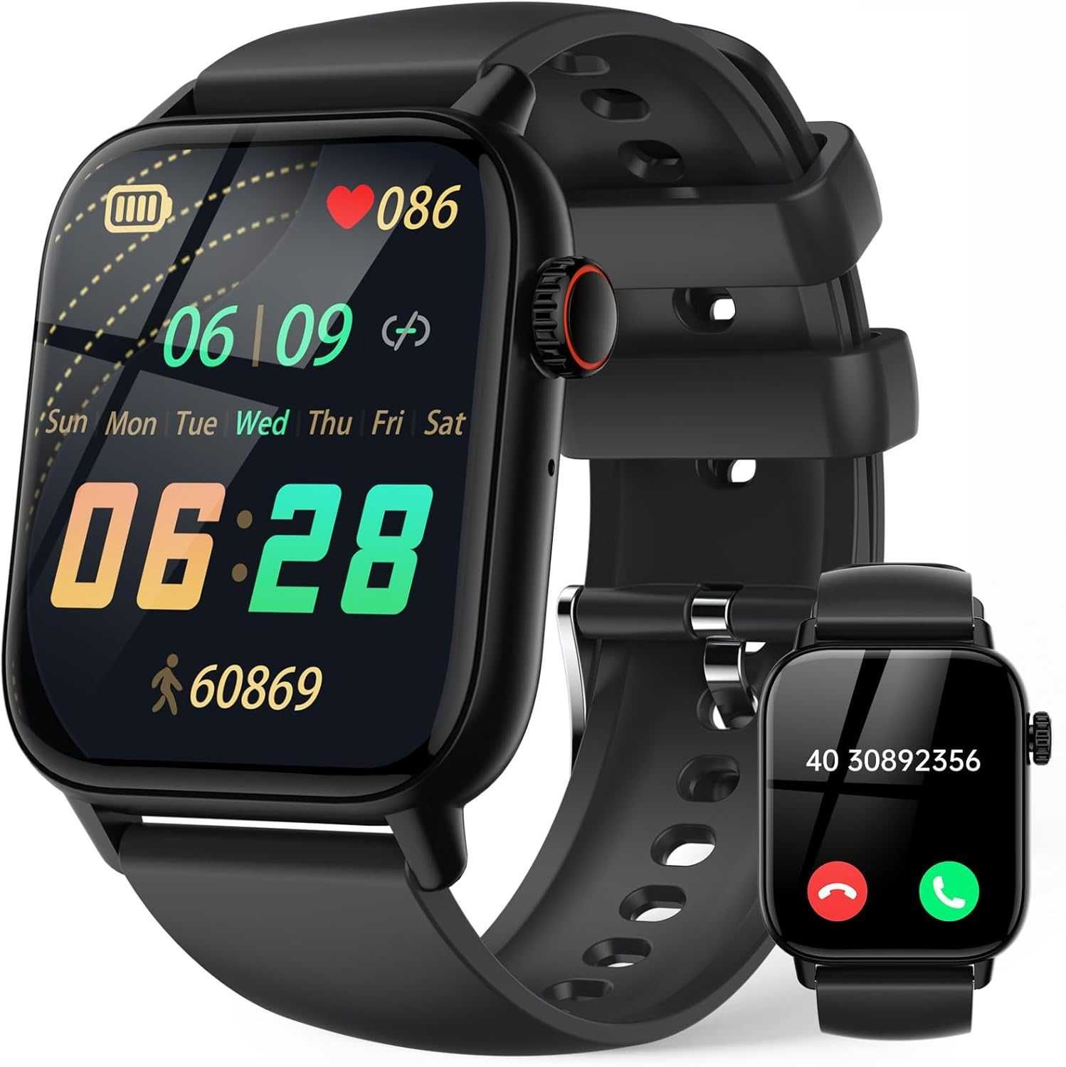 LLKBOHA Смарт часовник 1,85" със сензорен екран, IP68 Android IOS