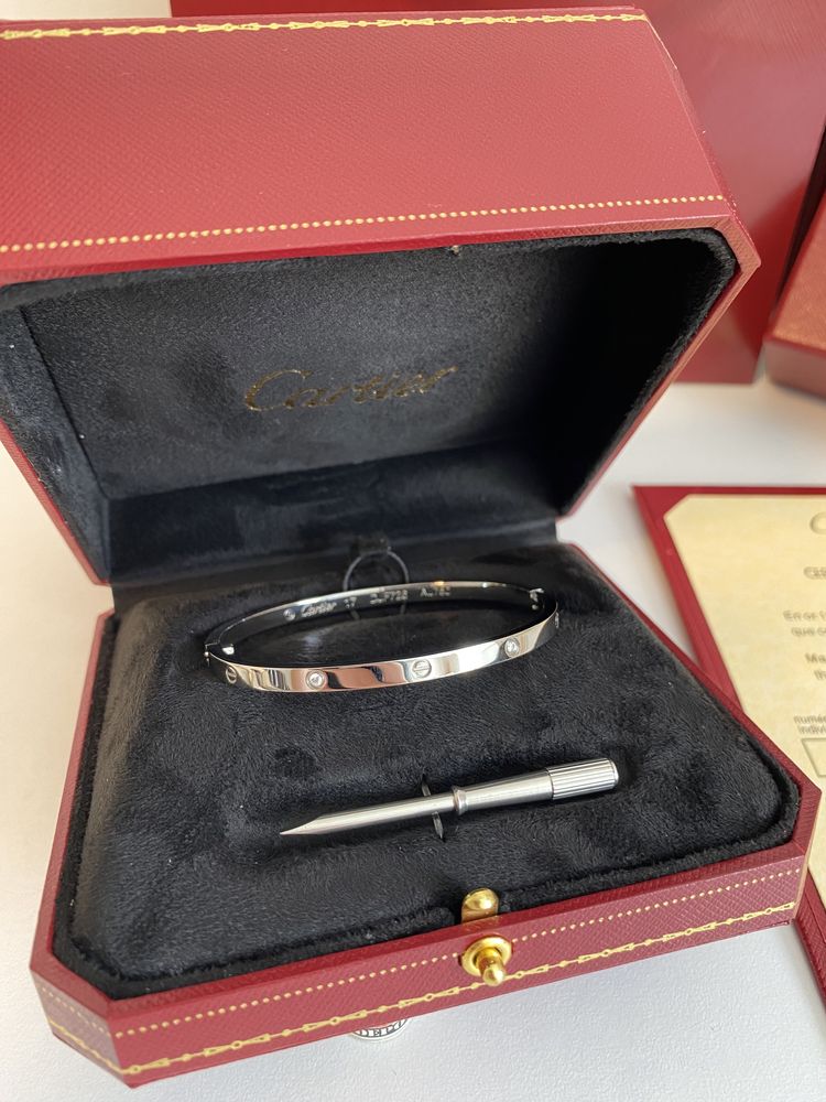 Brățară Cartier LOVE Slim 17 White Gold 24K Diamond