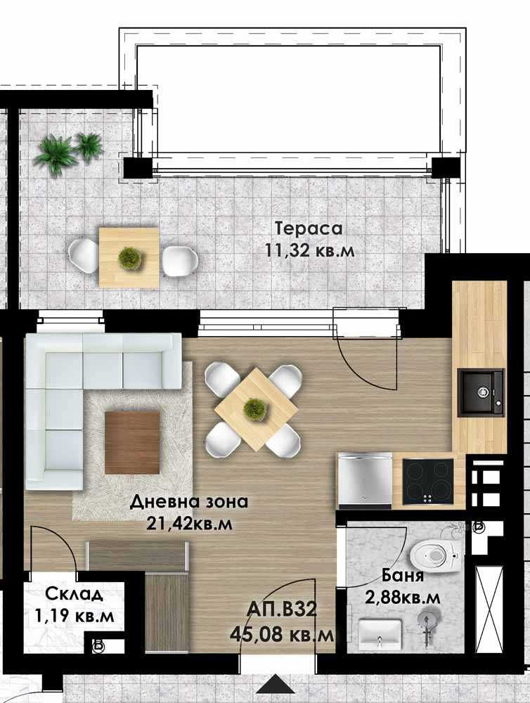 Продава се Едностаен апартамент в Пловдив, Остромила - 52 кв.м за 860 €/кв.м - Снимка #1