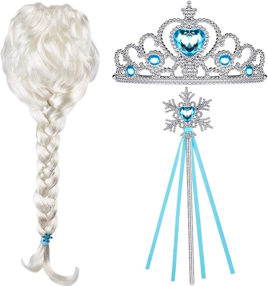 Set rochie si accesorii Elsa Frozen, 3-5 ani , Albastru , Halloween