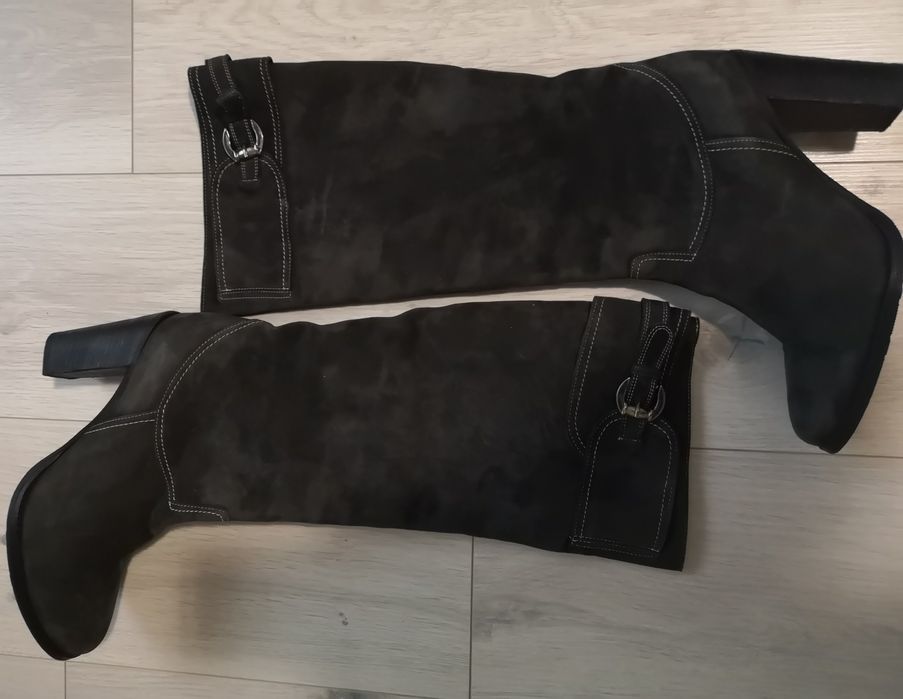 Дамски ботуши велур с висок ток