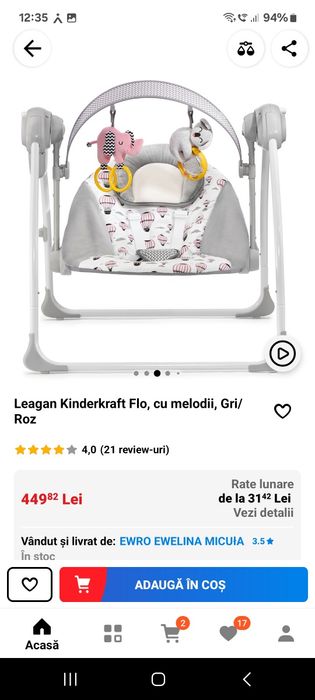 Leagan Kindercraft flo cu melodii