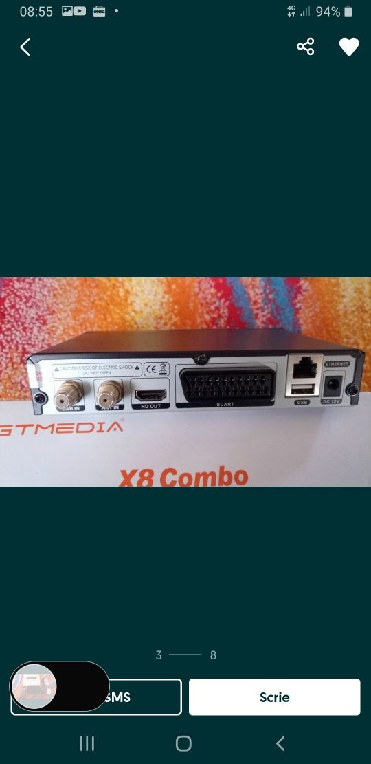 Vând receptor/receiver/tuner tv /decodor satelit VU + UNO 4K SE