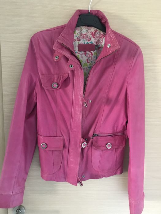 Geaca dama, piele naturala, 38, roz fucsia