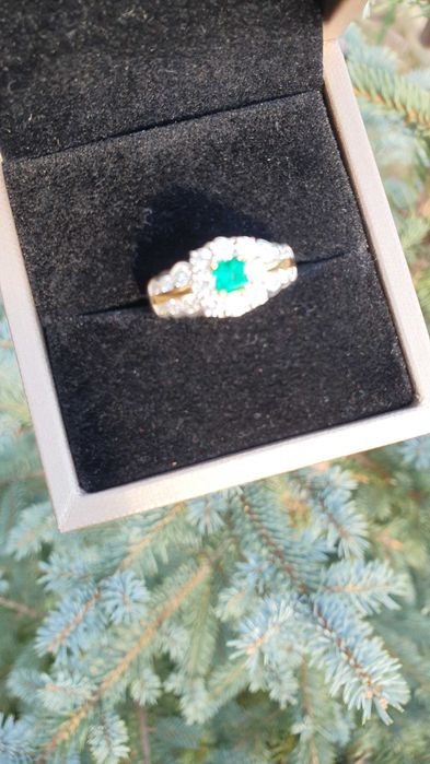 INEL Aur 18 kt si Platina cu Emerald si Diamante Naturale