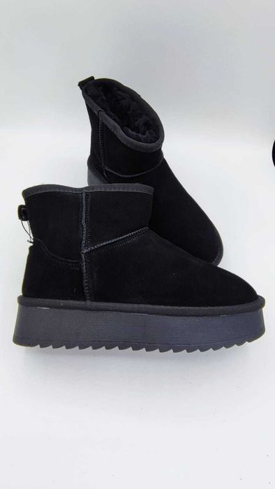 Ghete tip UGG cu platforma - piele intoarsa naturala, 35-40