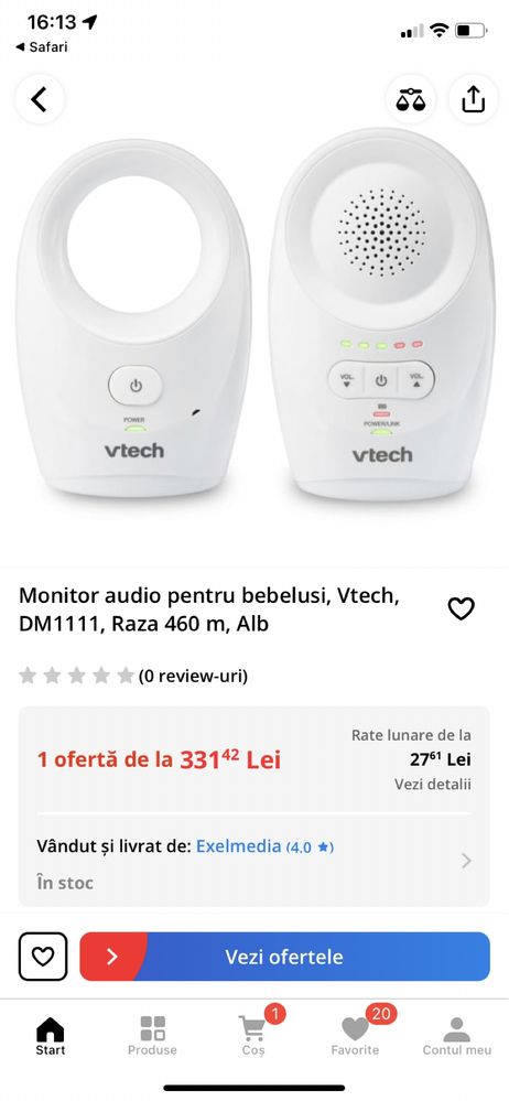 Monitor audio pentru bebelusi Vtech