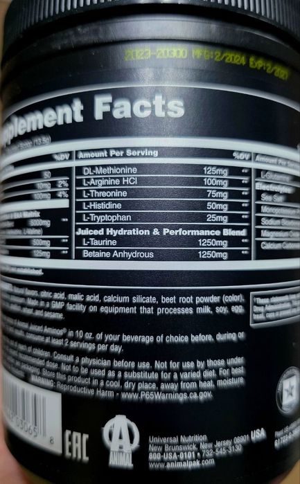 ДОСТАВКИ НЕТ Animal amino аминокислоты и электролиты 405грамм Made USA