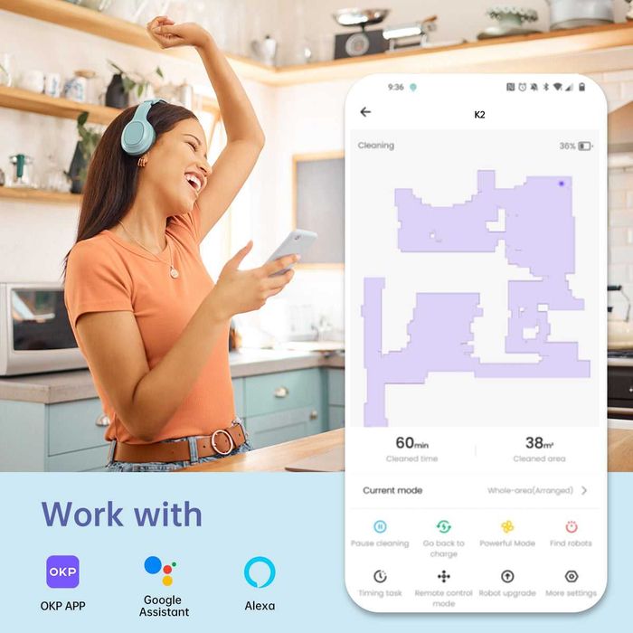 Aspirator Robot OKP K2 2000Pa baterie 100min Nou Sigilat