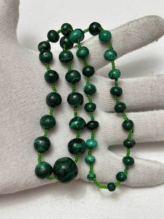 COLIER BILE MALACHIT - Diferite marimi - 55cm - Margele - Vintage !