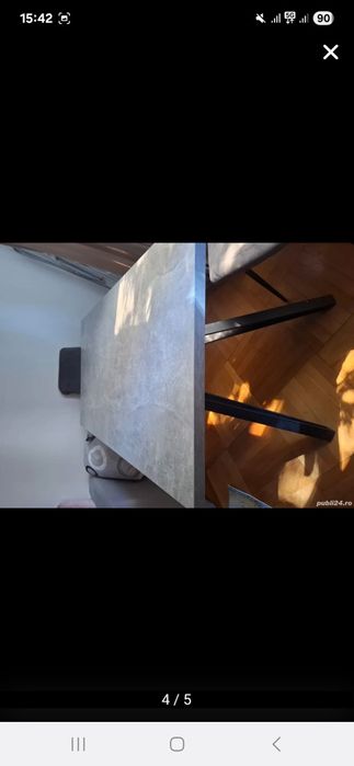 Masa living gri structură metalică 150x80