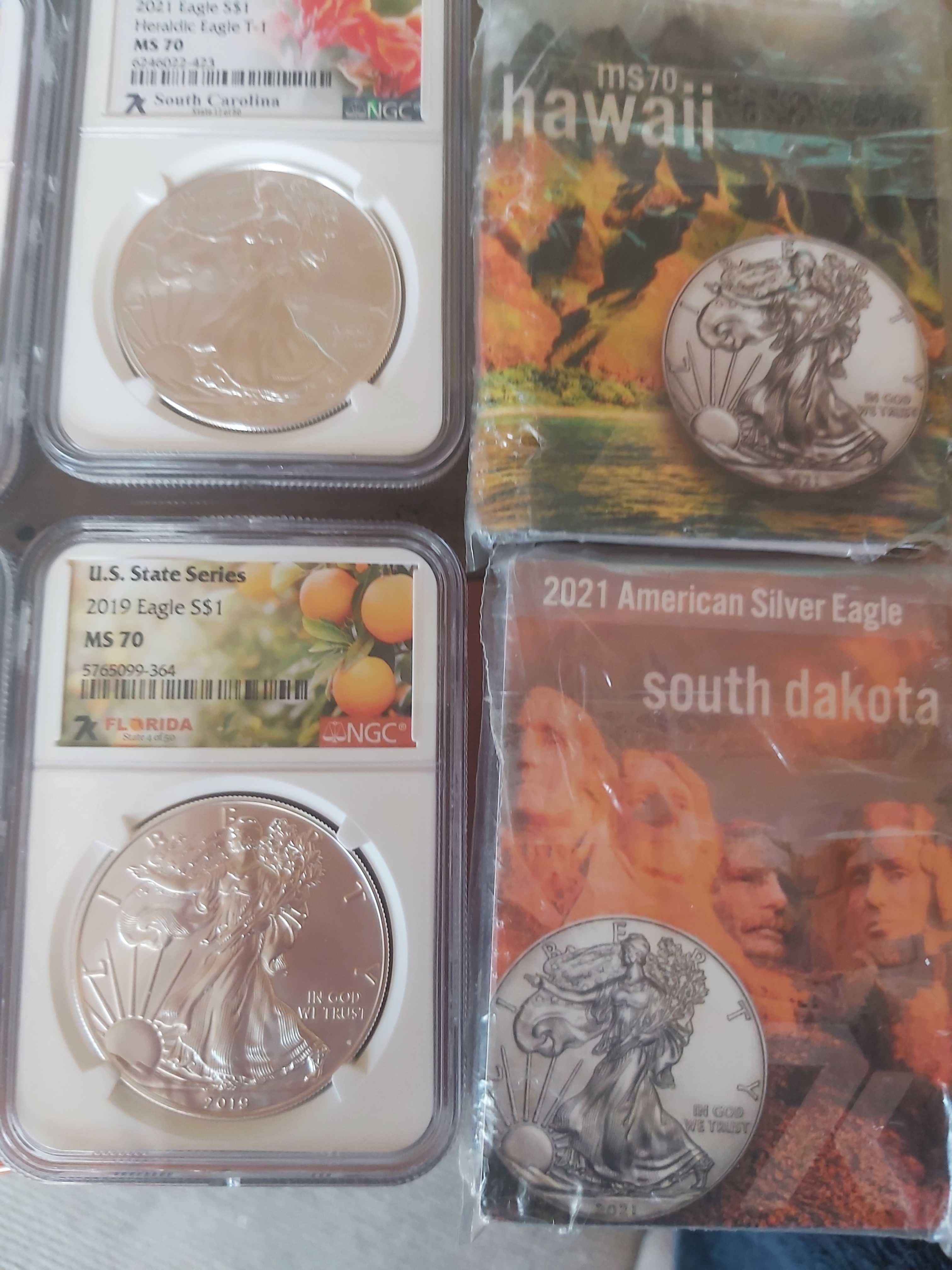 Монети по 1 сребърен долар MS 70 ngc