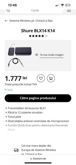 Sistem wireless Shure (recevier)