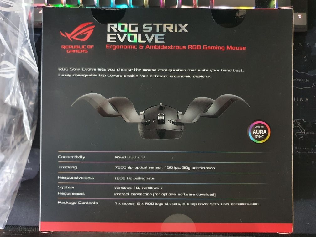 Mouse gaming ASUS ROG Strix Evolve, RGB Aura Sync, switch-uri Omron