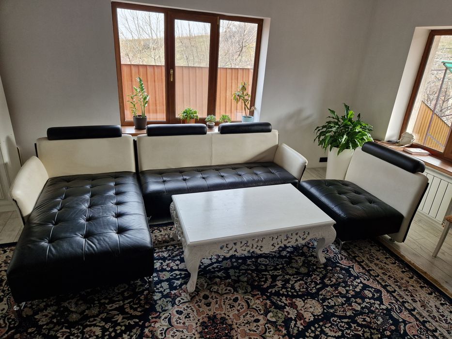 Диван кресло (кожа эко) и журнальный стол дерево