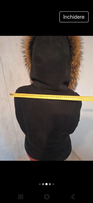 Cojoc damă din piele  si blană  naturala