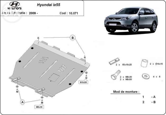 Scut metalic pentru motor Hyundai IX55 2008-prezent otel 3mm