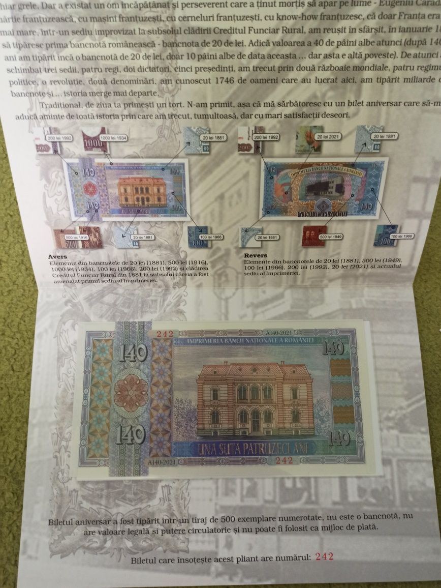 bancnotă 140 ani aniversară