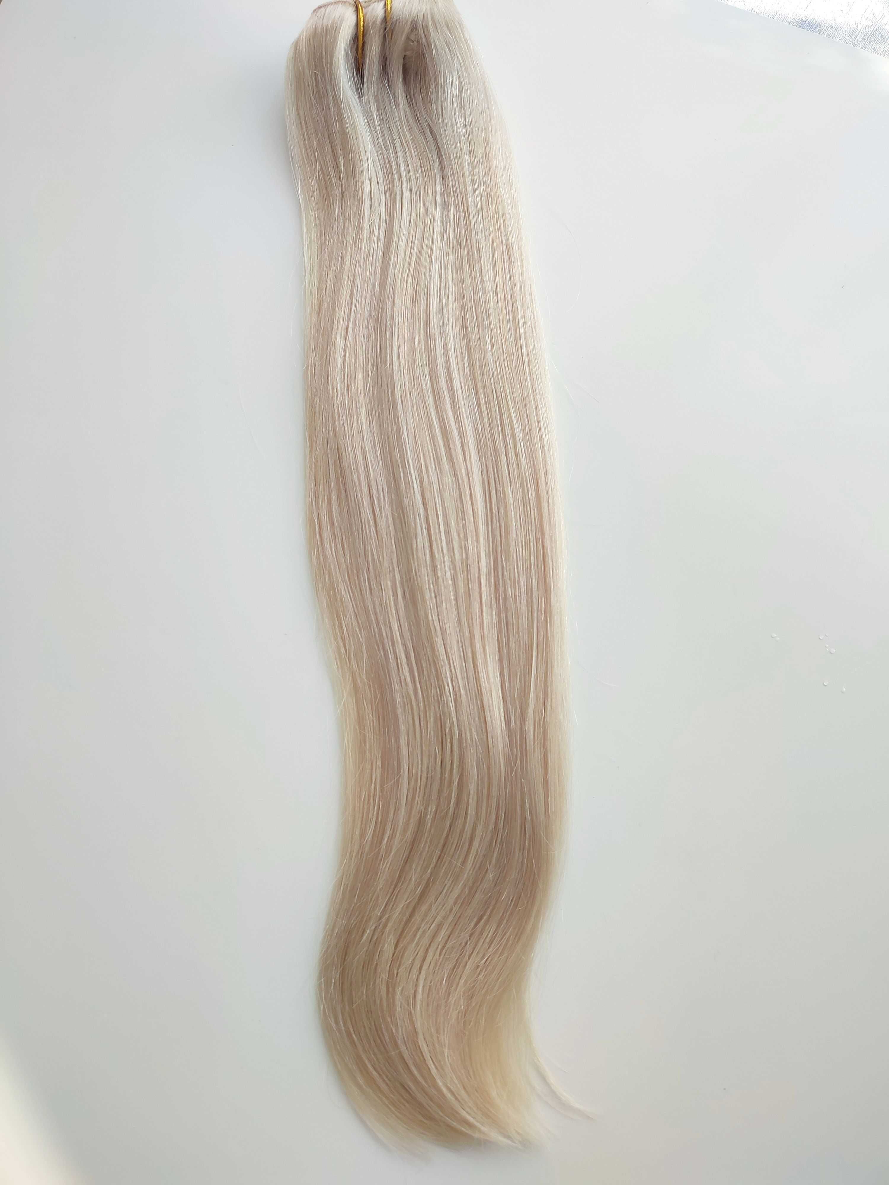 Платинено/бяло русо - 100% естествена коса на клипси - екстеншъни